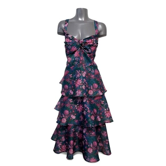 MARCHESA NOTTE Floral Tiered Fit & Flare Dress - Picture 3 of 14